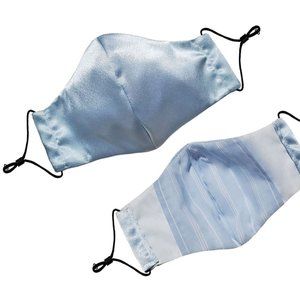 Icy blue Satin Face Mask w/ Nose Wire Cotton Linin